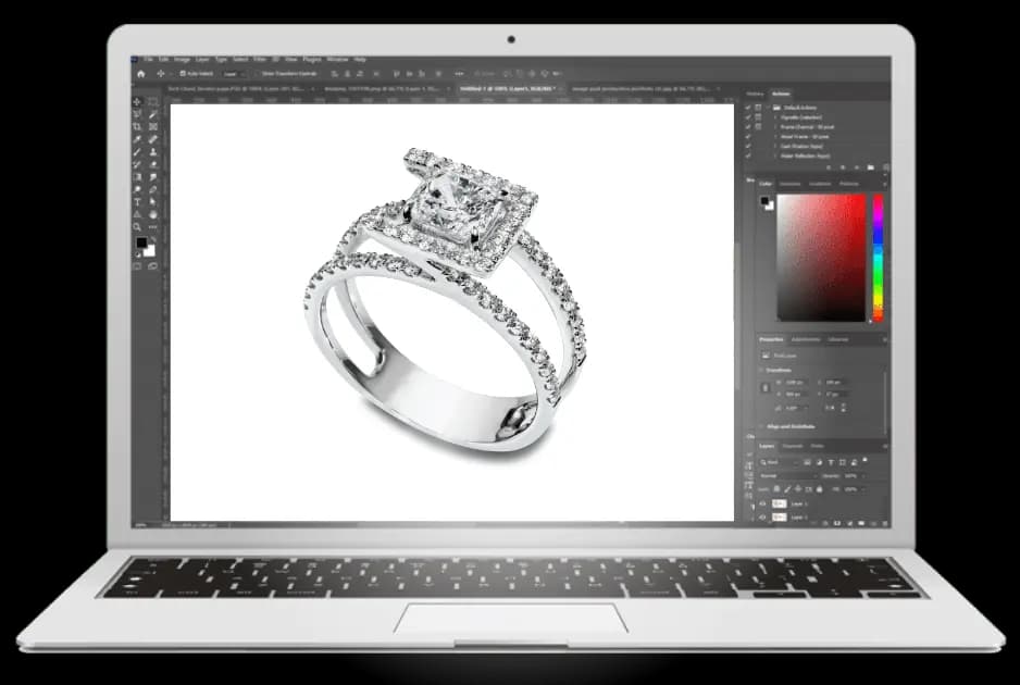 Before and after retouching