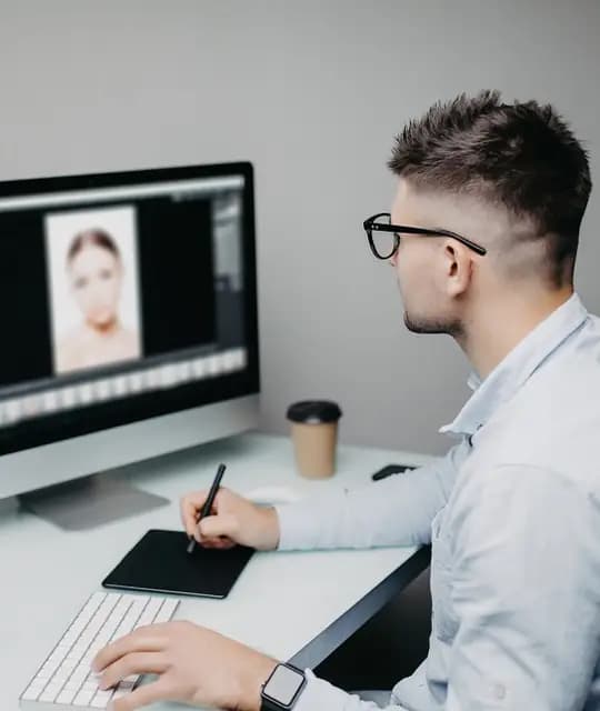 Before and after retouching