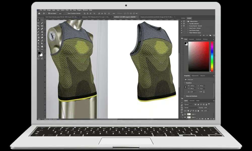 Before and after retouching