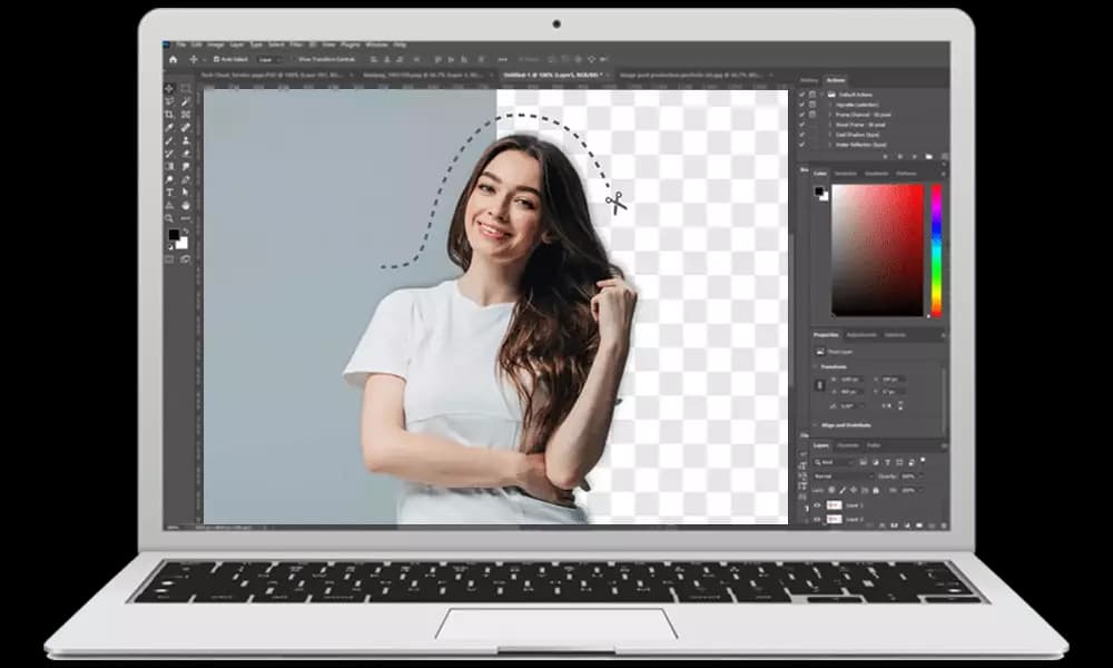Before and after retouching