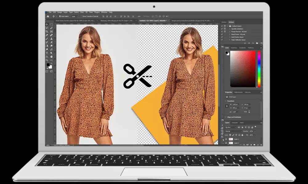 Before and after retouching