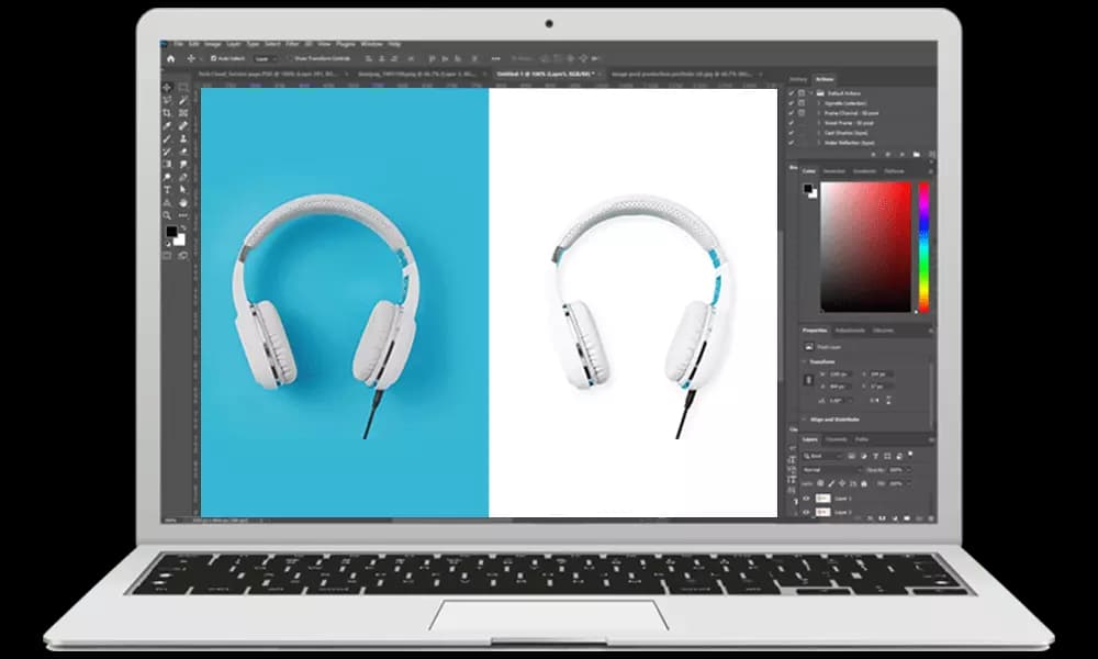 Before and after retouching