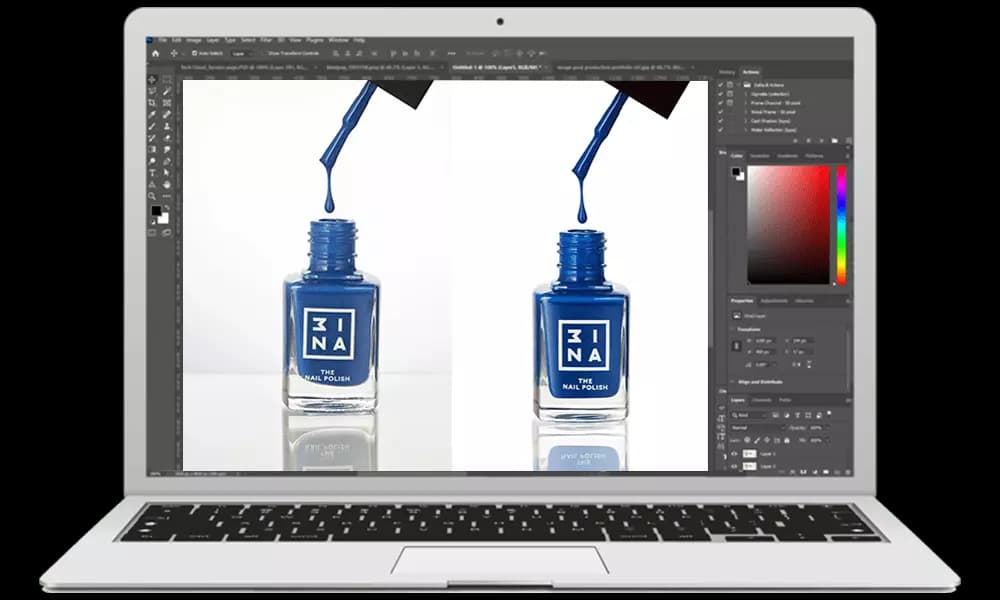 Before and after retouching