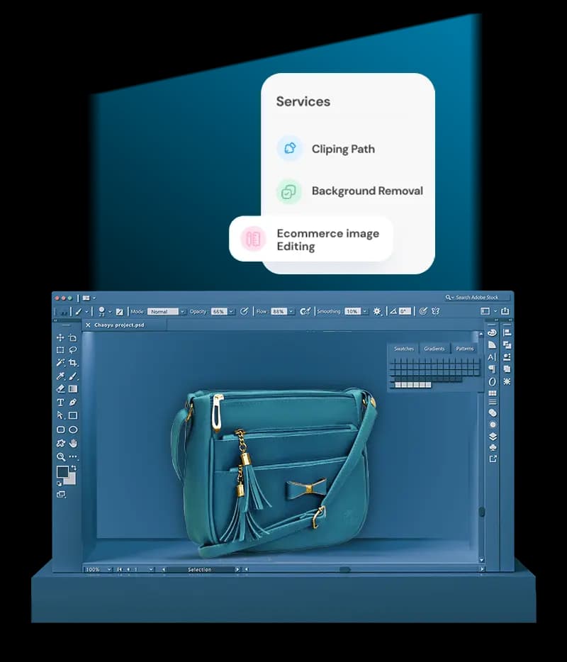 Before and after retouching