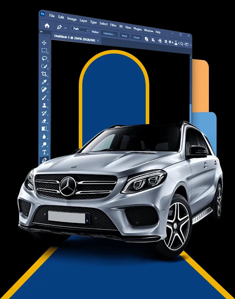 Before and after retouching