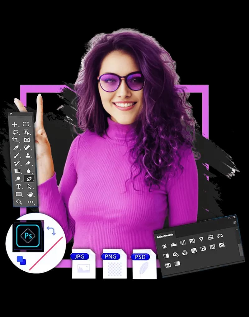 Before and after retouching